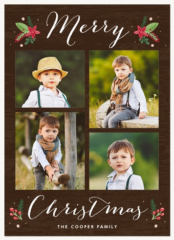 Poinsettia & Holly Christmas Cards