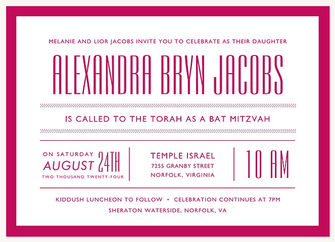 Modern Vibrancy Bat Mitzvah Invitations