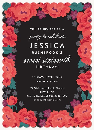 Vibrant Flora Teen Birthday Invitations