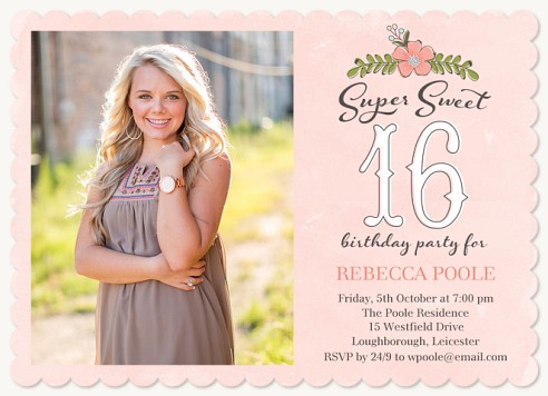 Pretty in Pink Teen Birthday Invitations