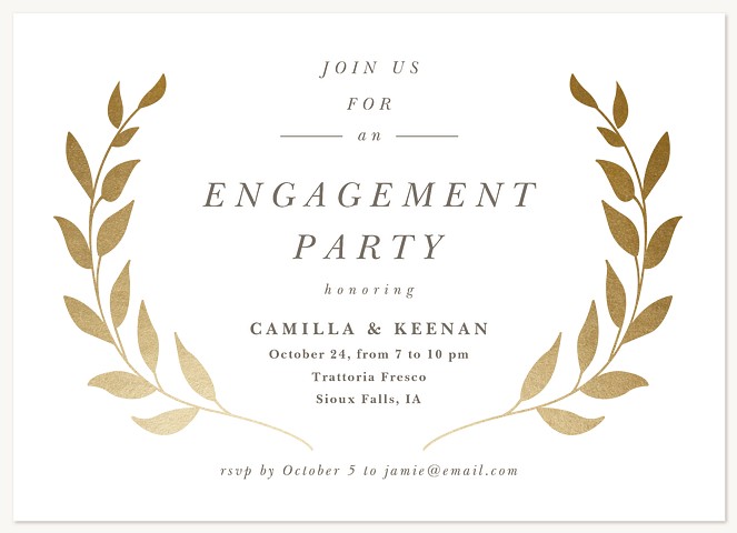 Gilded Branches Engagement Party Invitations