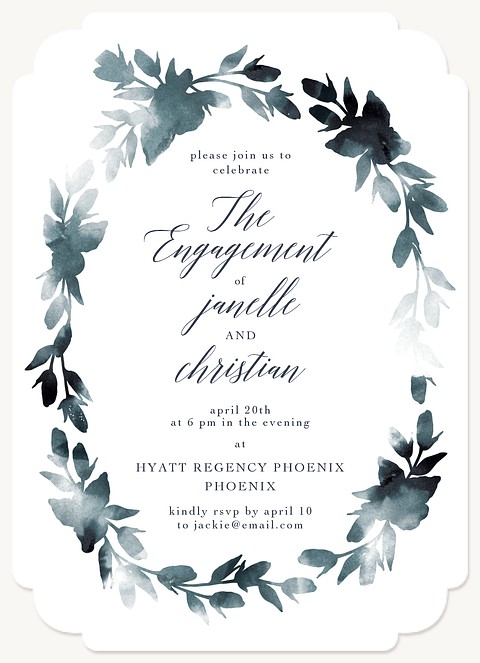Indigo Wreath Engagement Party Invitations