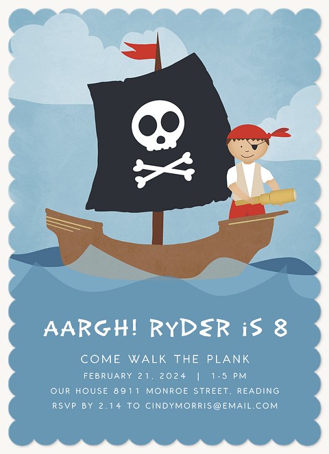 Pirate Ship Kids Birthday Invitations