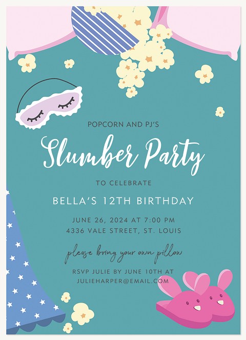 Pajama Party Kids Birthday Invitations