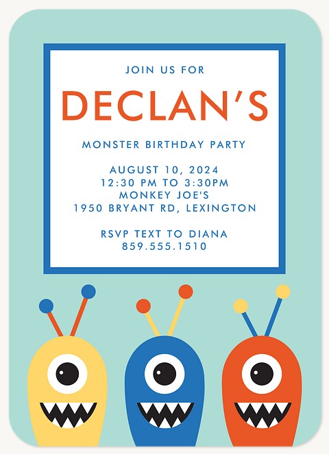 Lil Monsters Kids Birthday Invitations