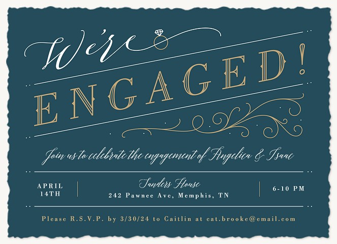 Vintage Engraving Engagement Party Invitations