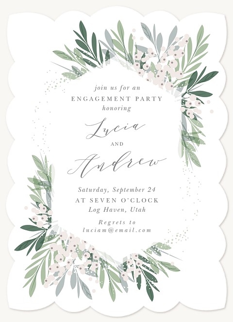 Classic Greenery Engagement Party Invitations