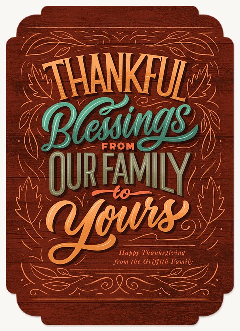 Thankful Woodcut Thanksgiving Cards