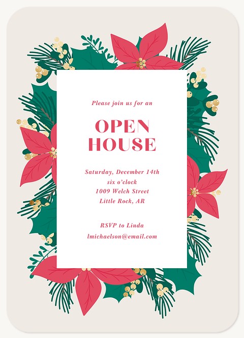 Classic Poinsettia Holiday Party Invitations