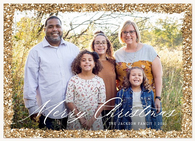 Glitter Border Personalized Holiday Cards