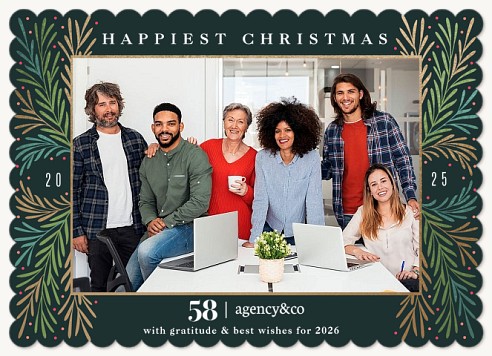 Winter Greenery Christmas Cards for Business