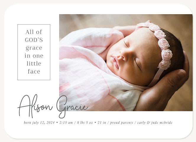 God's Grace Girl Baby Announcements