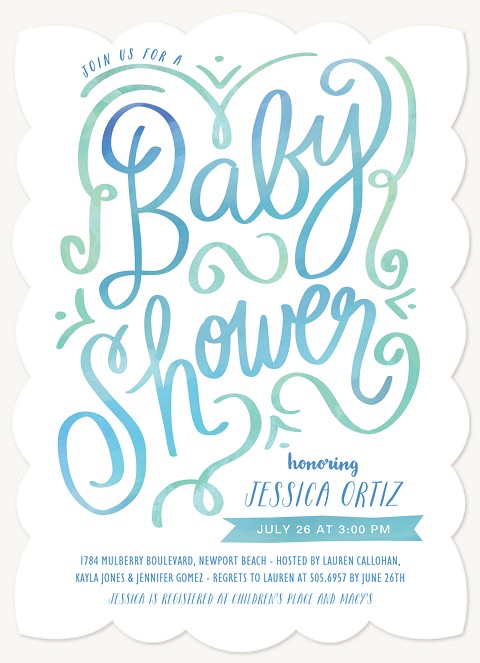 Written Swirls Baby Shower Invites