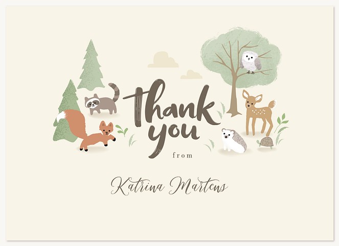 Woodland Friends Kids Thank You Cards