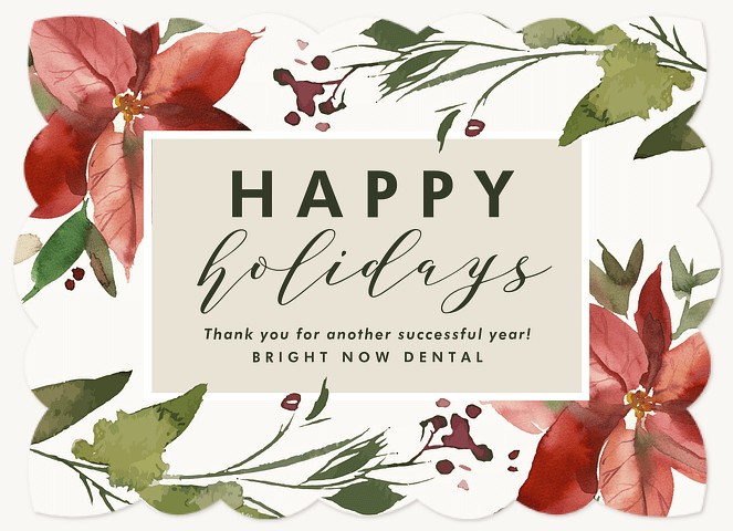 Elegant Poinsettias Business Holiday Cards