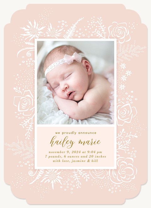 Delicate Floral Baby Announcements