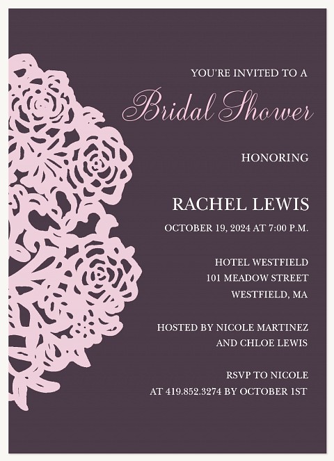 Royal Rose Cut-Out Bridal Shower Invitations