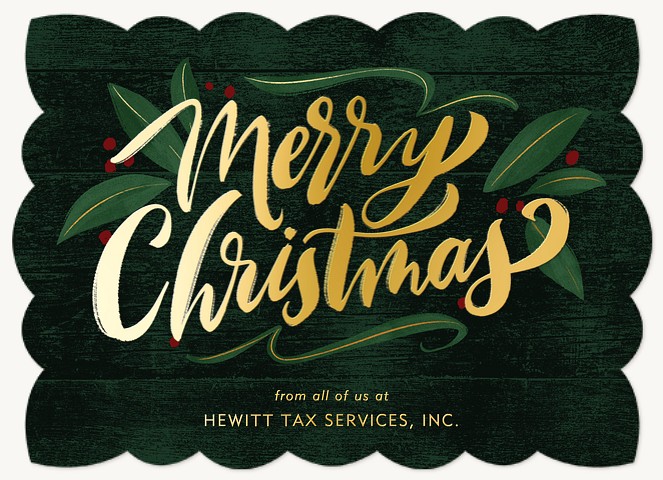 Golden Lettering Business Holiday Cards