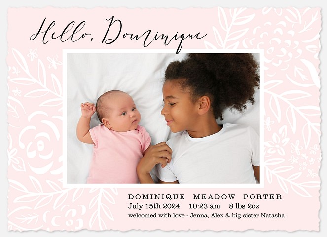 Delicate Floral Baby Birth Announcements