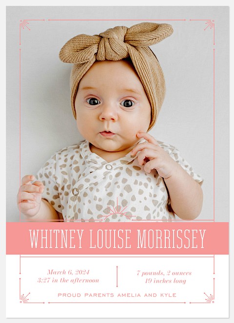 Charming Little Lady Baby Birth Announcements