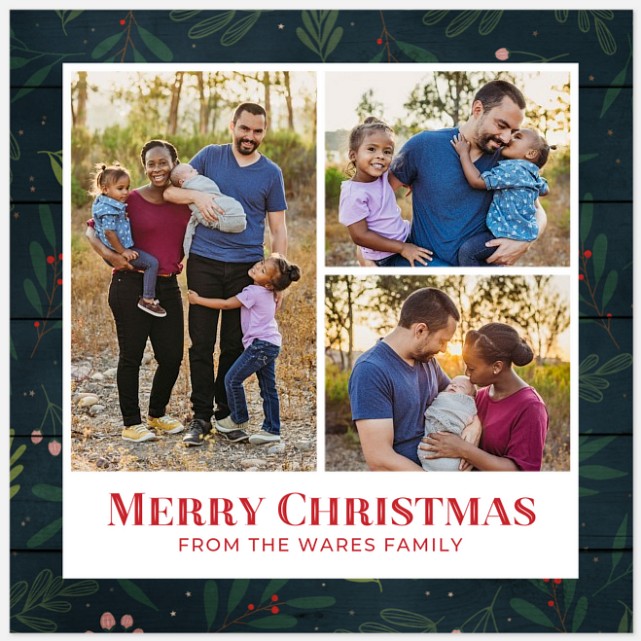 Watercolor Wood Holiday Photo Cards