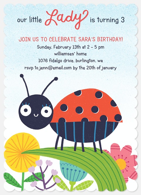 Ladybug Garden Kids' Birthday Invitations