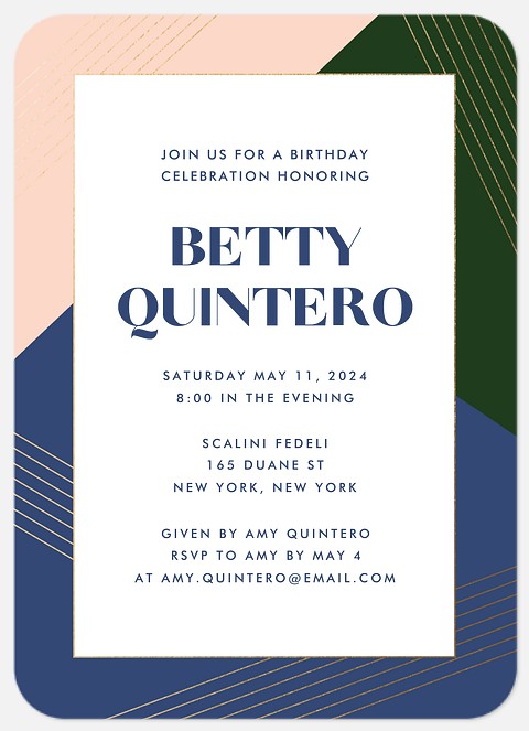 Fresh Colorblock Adult Birthday Invitations