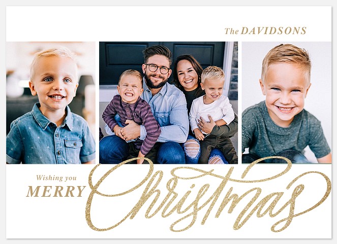 Glistening Lettering Holiday Photo Cards