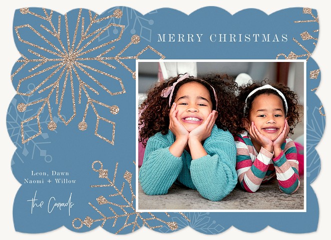 Snowflakes & Glitter Personalized Holiday Cards