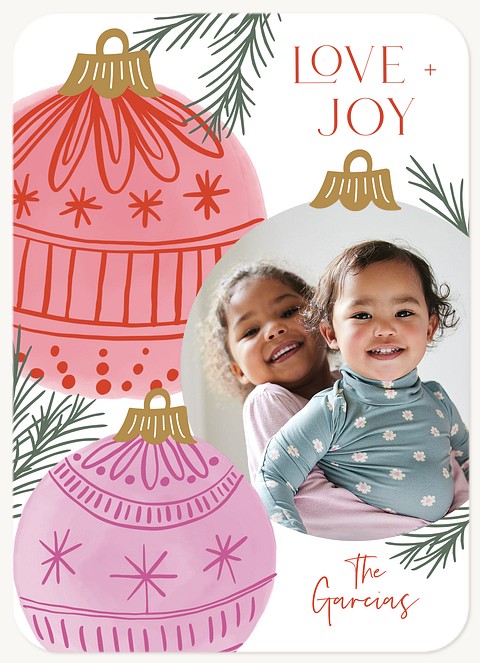 Retro Ornaments Personalized Holiday Cards