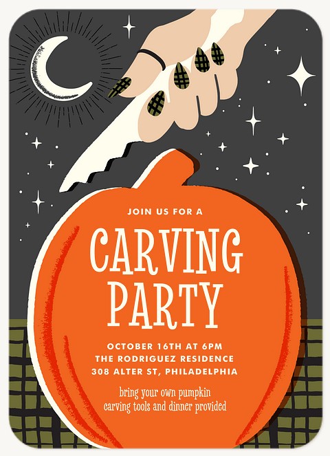 Pumpkin Carving Halloween Party Invitations