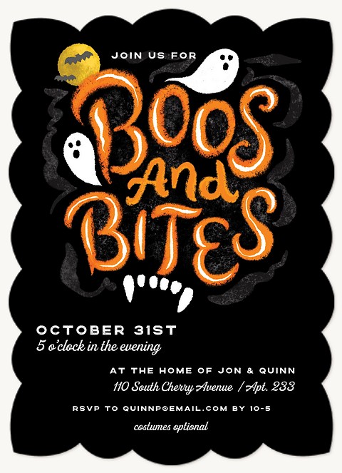 Boos & Bites Halloween Party Invitations