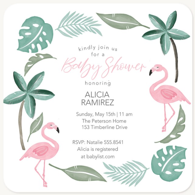 Tropical Fauna Baby Shower Invites
