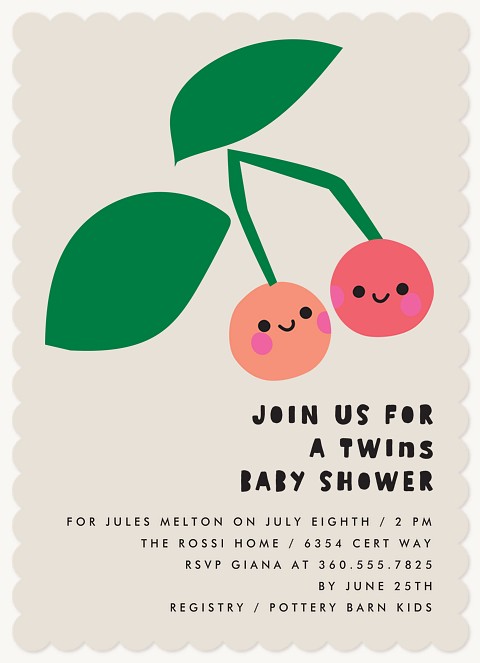 Two Cherries Baby Shower Invites