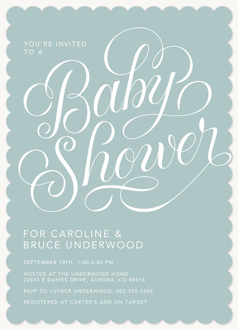 Cursive Shower Baby Shower Invites