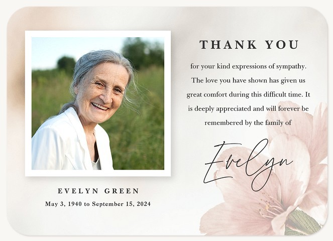 Floral Gratitude Memorial & Sympathy Cards