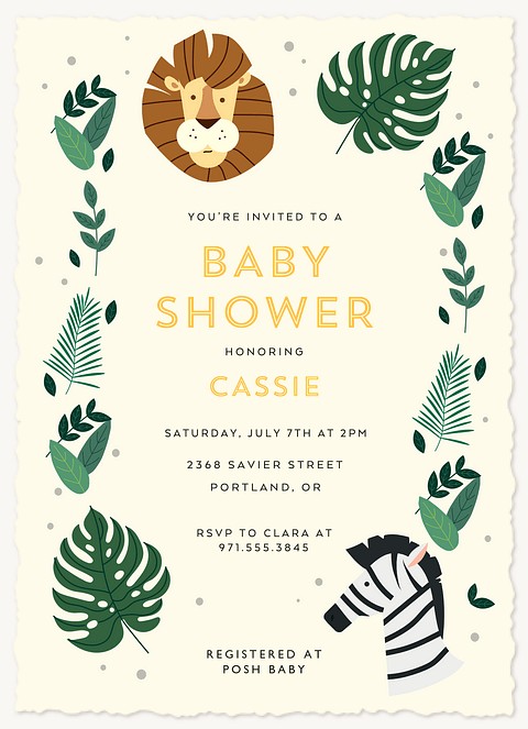 Jungle Friends Baby Shower Invites