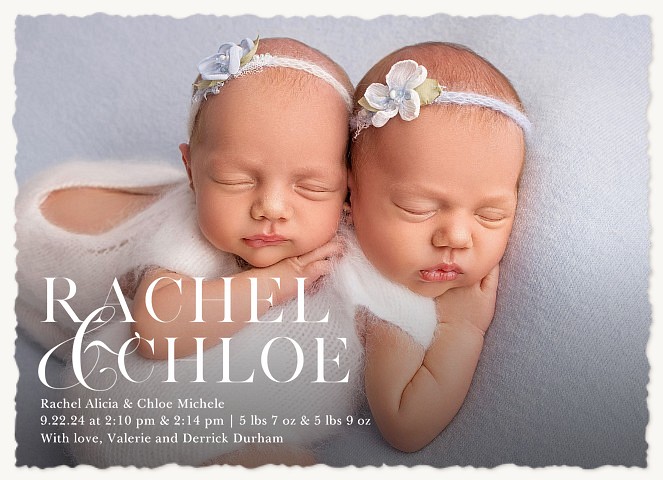 Simple Names Twin Birth Announcements