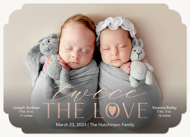 Shining Love Twin Birth Announcements