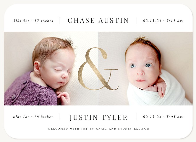 Double the Joy Twin Birth Announcements