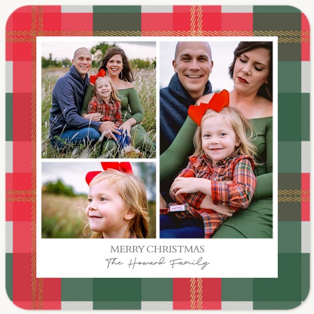 Shimmering Plaid Personalized Holiday Cards
