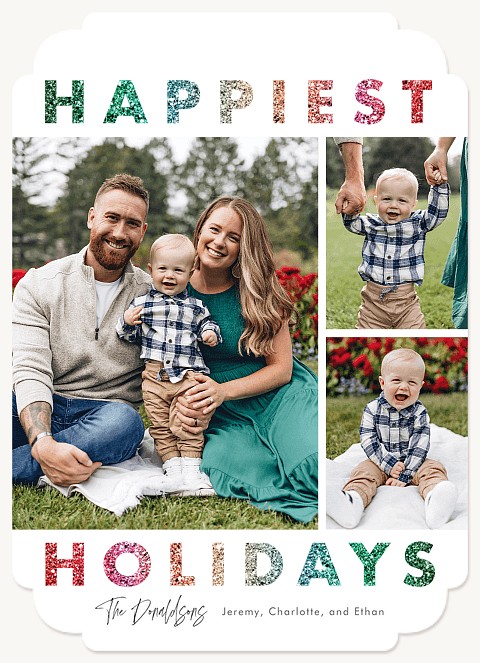 Glitter Gradient Personalized Holiday Cards