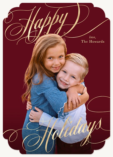 Ornate Script Personalized Holiday Cards