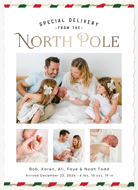 North Pole Delivery Personalized Holiday Cards