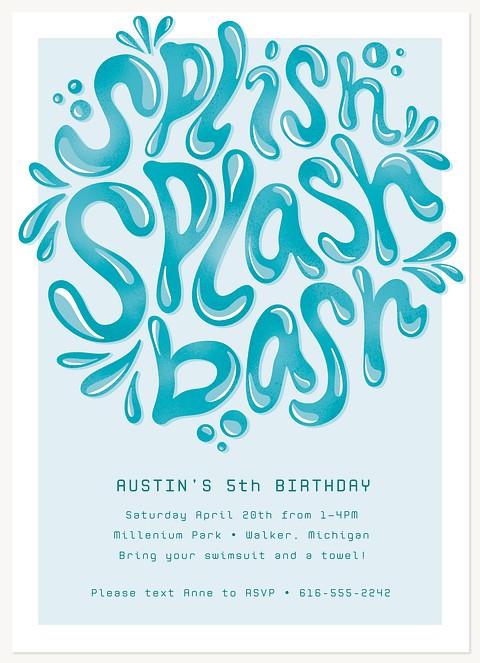 Splish Splash Bash Kids Birthday Invitations