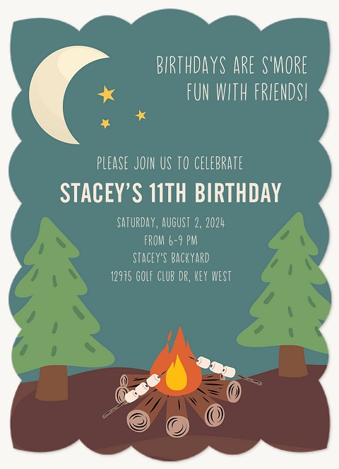 Campfire Celebration Kids Birthday Invitations