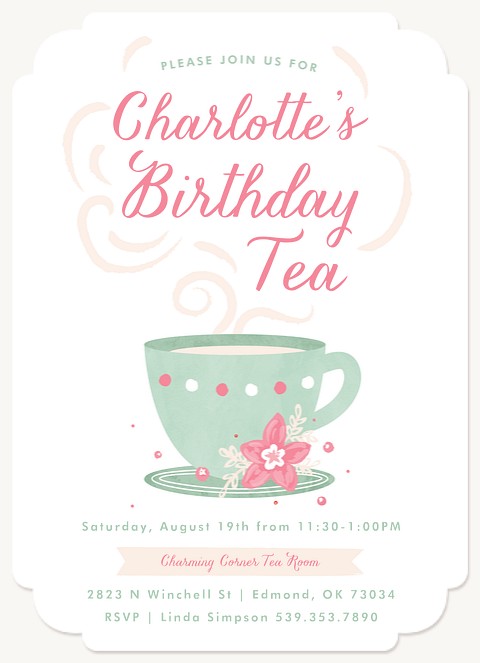 Cup of Tea Kids Birthday Invitations
