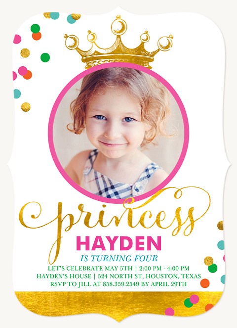 Royal Highness Girl Birthday Party Invitations