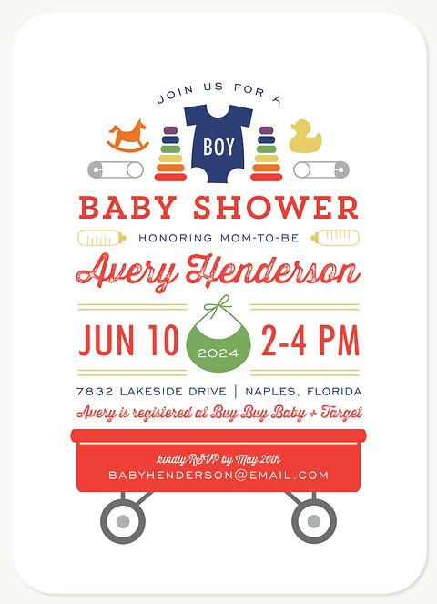 Toy Wagon Baby Shower Invites