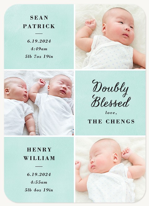 Double Blessing Twin Birth Announcements